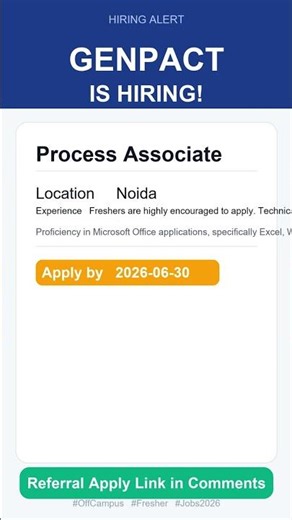 Genpact | Process Associate | Off Campus 2026 | Apply Now | Noida