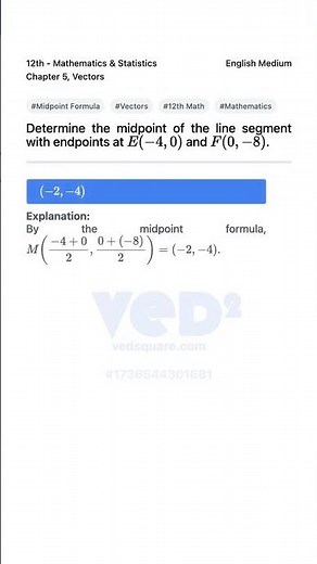 Midpoint Formula Vectors 12th Math