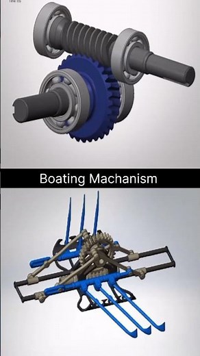 How a Rowing Mechanism Works ⚙️ Worm Gear Animation #engineering #reels #stem