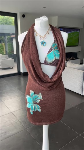 Coco brown ocean blossom slouch dress 🌴 Matchings bikinis bags tanks n shorts & skorts 🌸 Order thru website link in bio #beachcluboutfit #matching #ibiza #marbella #holidayoutfits