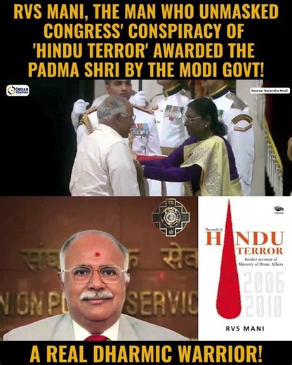 Padma Shri for R.V.S. Mani: The Man Who Exposed the "Saffron Terror" Narrative