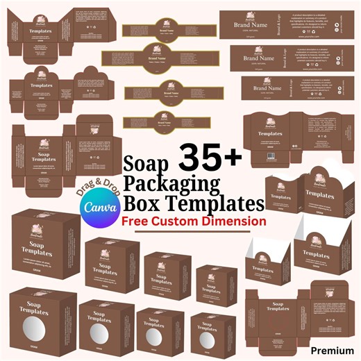 35  Soap Packaging Box Templates Bundle | Editable Canva Soap Boxes | Soap Box Bundle With FREE Custom Size | Printable Packaging Die Line - Etsy