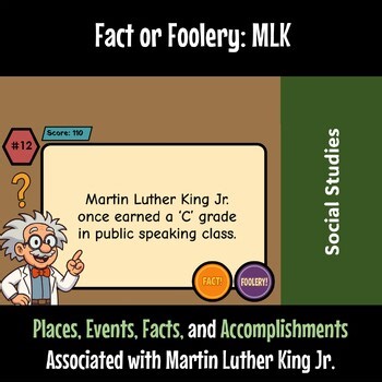 Fact or Foolery/Fact or Fiction/Fib Martin Luther King Jr. Trivia Game 70  Pool