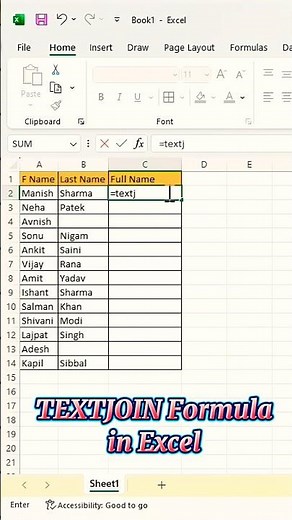 How to Use TEXTJOIN Formula in Excel