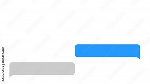 typing text message, sending messages using mobile chat, message bubble for custom text on white screen, 4K seamless loop animation