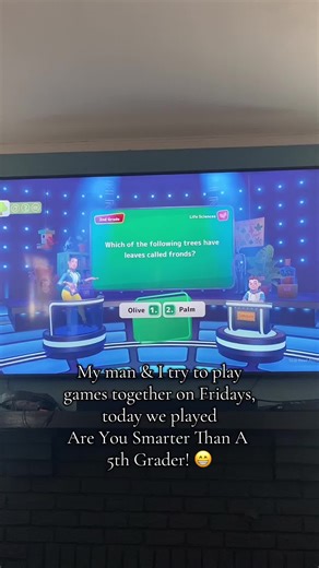 Sometimes it’s board games, Mario Party on the Switch, Family Feud, etc. but we tried a new one! I definitely got humbled around the 5th/6th grade questions 😂 we won a few times but there’s some hard ones in there! #gamenight #husbandandwife #dateday #games #caseoh