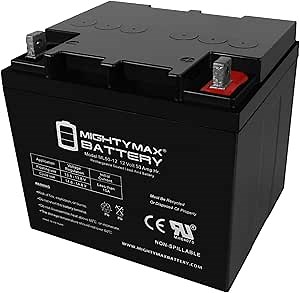 Mighty Max ML50-12 -12 Volt 50 AH, Nut and Bolt (NB) Terminal, Rechargeable SLA AGM Battery
