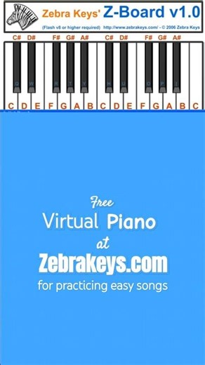 Zebra Keys' Virtual Piano for practicing easy songs