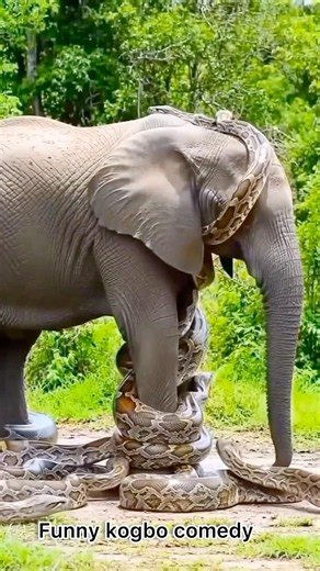 Dangerous python attacking Elephant #shortsfeed #attack #animals #python #elephant
