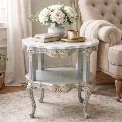 Colette – French Provincial Marble Top Side Table - Etsy