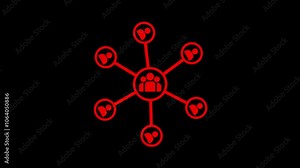 Animation of network of connections with digital icons . digital interface connection and communication concept digitally generated animation..