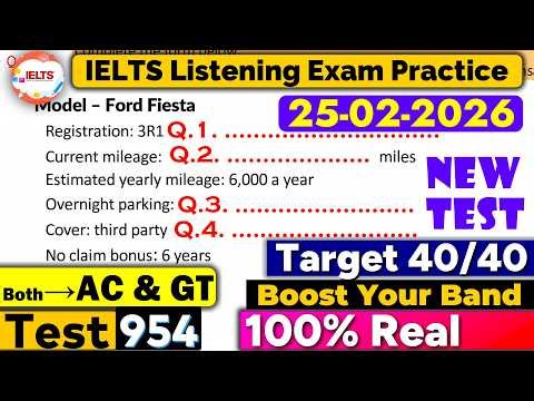 IELTS Listening Practice Test 2026 with Answers | Recent Exam - 25.02.2026