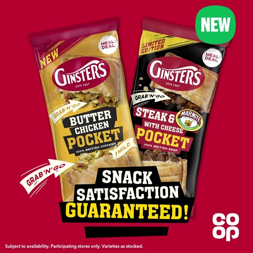 Pick up a Ginsters Pocket in your local Co-op. Part of the Lunch Time Meal Deal as a snack  | Co-op | Facebook