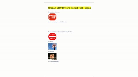 Oregon DMV Drivers Permit Test Signs75