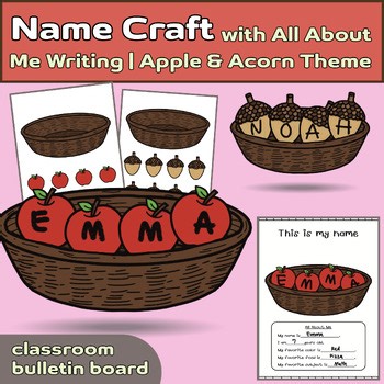 Back to School Fall Name Craft with All About Me Writing | Apples & Acorn Theme