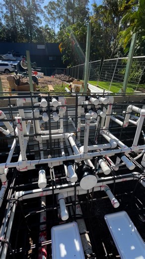 The Gold Standard in Pool Plumbing & Filtration on Instagram: "If plumbing job in a regular 2x2m spa, 24 jets in total on 4 lines. Double drain suctions to accommodate that many suctions. This spa will overflow into the pool on all 4 sides so will be pretty spectacular!"