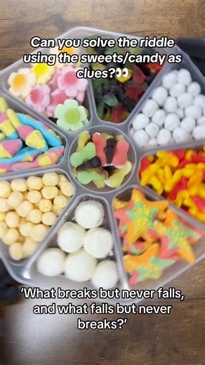 9.2K views · 46 reactions | ❔️‍♂️Can you solve the riddle using the candy as clues?!️‍♂️❔ #reels #viral #satisfying #asmr #explorepage #candies #funny #platter | Poppin Candy | Facebook