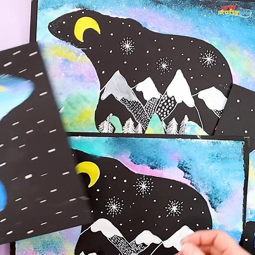 Polar Bear Silhouette Art 🐻‍❄️ it’s fun to play with positive/negative space in art! | Arty Crafty Kids