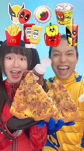 Random Red Yellow Food Mukbang ASMR 🥵Deadpool Wolverine #asmr #mukbang #funny #reels #fbreels | TwinKle Couple