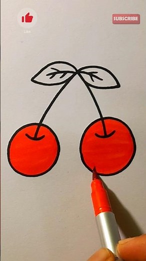 OO= Strawberry Drawing Easy | Easy Step By Step Drawing Tutorial #shorts #tipsclub