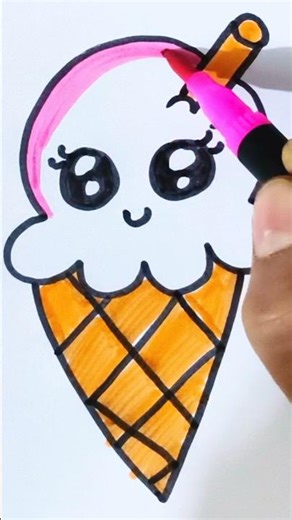How to draw a cute ice cream cone #drawstepbystep #shortsfeed #trendingshorts #easydrawing #trending