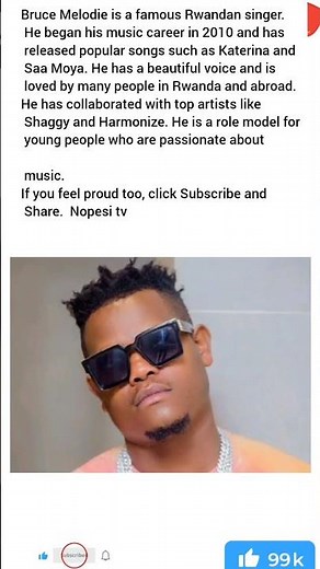 Bruce Melodie is a famous Rwandan singer. He began his music career in 2010 and has released popula