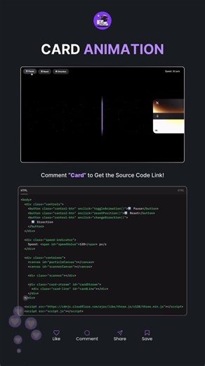 CARD ANIMATION CODING STATUS 😎🔥 #musiccomputereducation #youtubeshorts#coding #music