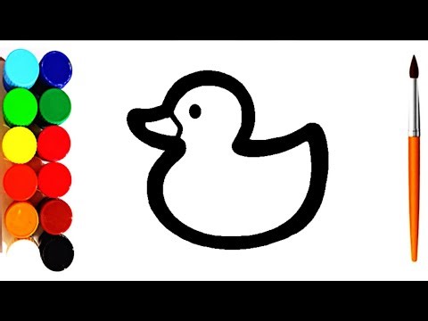 Duck 🦆 Drawing, Painting and Coloring for kids | How to draw a duck | duck easy drawing #duck #draw