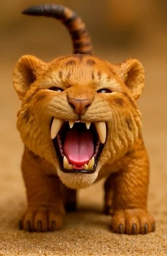 From plastic to prehistoric: Baby Saber-tooth"s first ROAR!