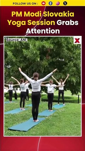 #watch | PM Modi Slovakia Yoga Session, Cultural Wellness Event With Slovak President #shorts