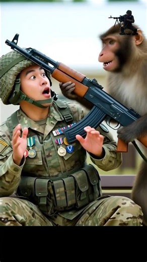 Soldier Runs for His Life After Monkey Attack! 💥#militarixone #soldierlife