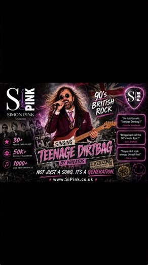 You Wanna Be A Teenage Dirtbag by Wheatus With Si Pink #wheatus #teenagedirtbag #90smusic #live