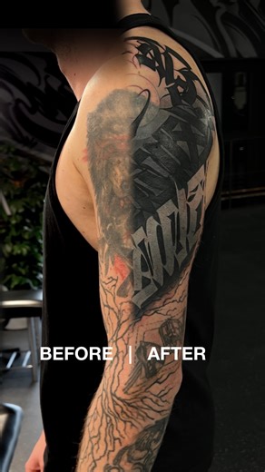 Igor Klimin on Instagram: "COVER-UPS ARE NEVER EASY Yesterday I started a cover-up. Usually I share the process step by step, but this time it came together a bit differently. Light shades don’t cover black that easily, so we’ll most likely need one more layer. But I like how it’s going so far. This is the result of the first session. Trust the process."