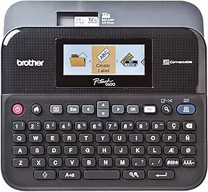 BROTHER PT-D600VP Label Maker, USB 2.0, P-Touch Label Printer, Desktop, QWERTY Keyboard, Colour Screen, Up to 24mm Labels, Includes Carry Case/AC Adapter/USB Cable/24mm Black on White Tape Cassette