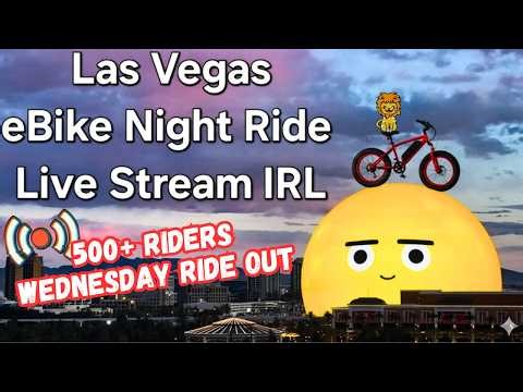 LIVEStream Las Vegas, E-bike ride at night, 500+ group meetup