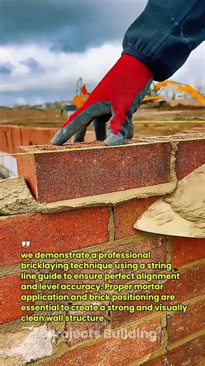 Precision Bricklaying with String Line | Professional Masonry Technique on Site