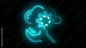 repair Service animated Icon and setting icon Neon Repair Badge Inside Circle. Stock Video