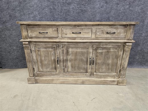 Solid Mango Wood Buffet Cabinet With Slab-style Doors and 3 Drawers - Etsy