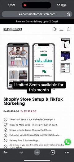🚀If you have Dreamed of your own web store, We can offer you a professional level online store 🔥MOST profitable products on market 🔥Only using Paid theme’s 🔥High Quality Design 🔥Tiktok ADS Strategy (Scaling) 🔥24/7 Support 🔥You have 100% ownership more at 👉 ecommentorpakistan.com