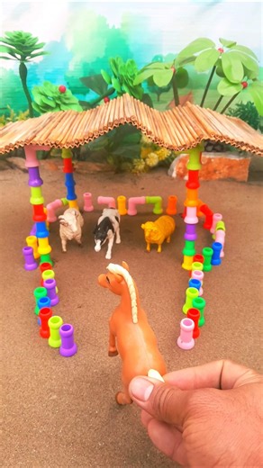 diy mini plastic bricks building video how to make cowshed #cow #cowshed #woodworking