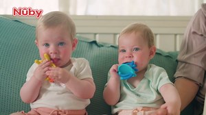 Nuby Silicone Geo Zoos Teether - Giraffe Teething Toy for Babies 3+ Months - Soothes and Massages Sore Gums