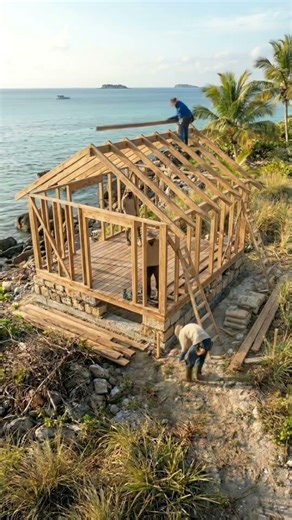 Beach Cabin Build Timelapse | Cozy Cabin by the Ocean