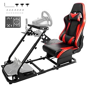 Amazon.com: Supllueer Racing Flight Simulator Cockpit with Red Racing Seat fit for Logitech,Thrustmaster, Saitek, G920 X52 X56 G29 T300, Racing Wheel Stand Flight Sim Cockpit, No Wheel Pedal Shifter Keyboard : Video Games