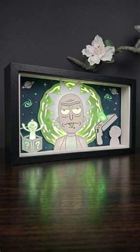 Rick Inspired LED Shadow Box Frame | Anime Night Light Decor | Green Portal Glow Lamp | Desk Room Decoration | Gift for Fans - Etsy
