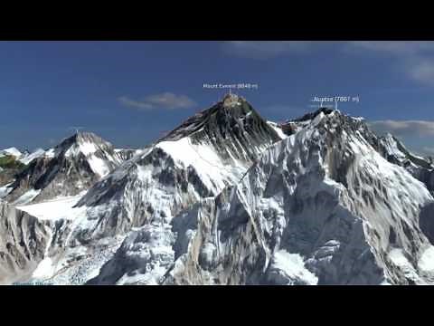 Detailed Animation of Mount Everest in 3D (HD version)
