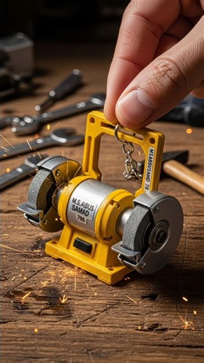 Mini Bench Grinder Keychain ⚙️ | Tiny Dual Wheel Polishing Machine #MiniBenchGrinder #MiniTool