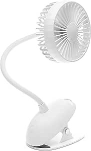O2COOL Rechargeable USB Battery Clip Fan 5 Inch Adjustable Fan with 3 Speeds, Adjustable Neck, Long Gooseneck, Powerful Clip for Desk, Stroller, and Travel