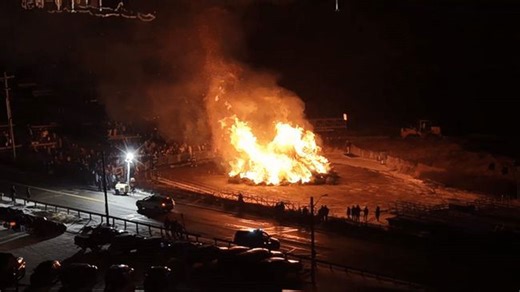 Hundreds gather for annual Christmas tree burning in Massachusetts town
