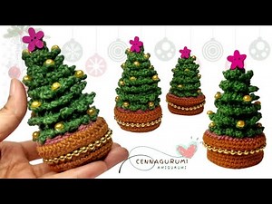 Crochet Christmas Tree in a Pot || An Easy Crochet Christmas Tree Tutorial || @cennagurumi