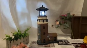 Lighthouse Solar Lighthouse with Rotating Beacon,Lighthouse Lamp Outdoor Garden Decor, 11.1 Inch Tall Outdoor Figurine Lights, Waterproof Statue Lamp for Yard, Lawn, Patio Gifts